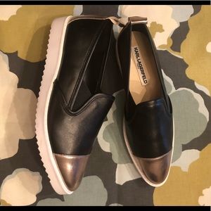 Karl lagerfeld Paris black and gold slip-on